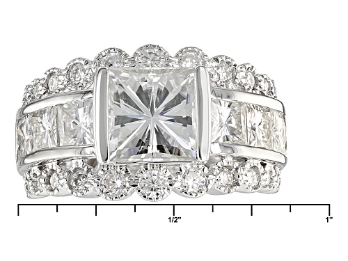 Moissanite Fire® 5.68ctw Diamond Equivalent Weight Square Brilliant And Round Platineve™ Ring - Size 10