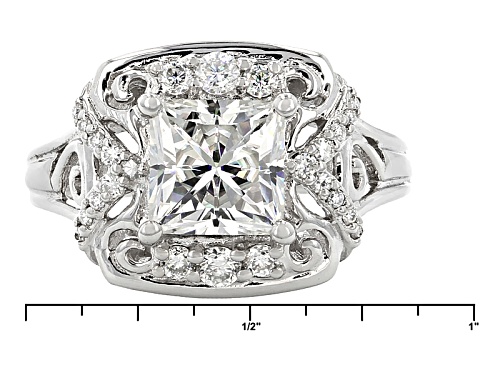 Moissanite Fire® 2.92ctw Dew Square Brilliant Cut And Round Platineve™ Ring - Size 8