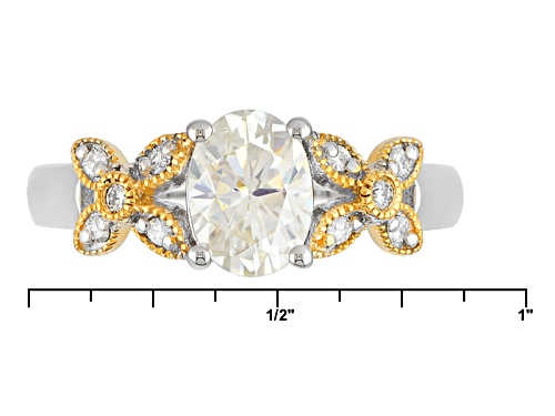 Moissanite Fire® 1.62ctw Dew Platineve™ And 14k Yellow Gold Accent Over Platineve™ Ring - Size 8