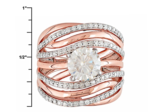 Moissanite Fire® 2.78ctw Dew Round 14k Rose Gold Over Silver Ring - Size 11