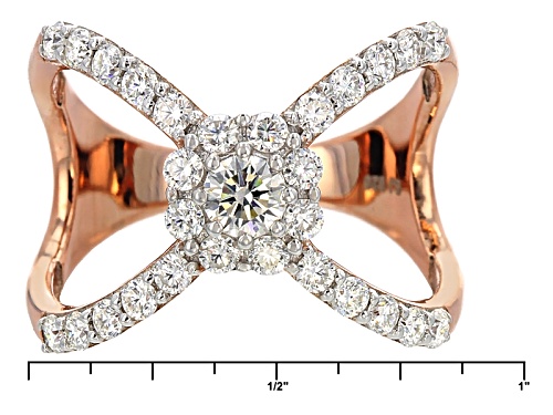 Moissanite Fire® 1.07ctw Dew Round 14k Rose Gold Over Silver Ring - Size 5