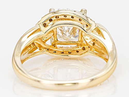 Moissanite Fire® 2.28ctw Dew Square Brilliant and Round 14k Yellow Gold Over Sterling Silver Ring - Size 10