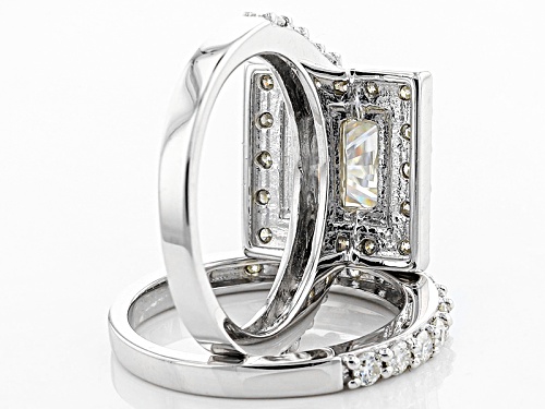 Moissanite Fire® 3.21ctw Dew Square Brilliant And Round Platineve™ Ring With Band - Size 11