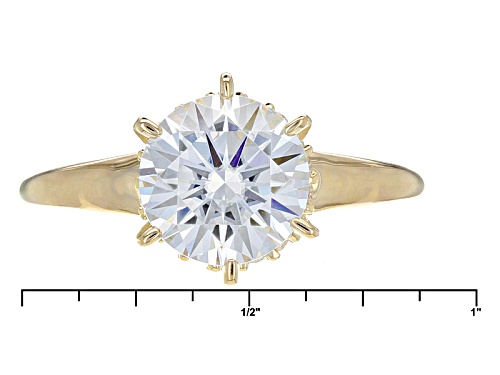 Moissanite Fire® 2.98ctw Dew Round 14k Yellow Gold Over Silver Ring - Size 9