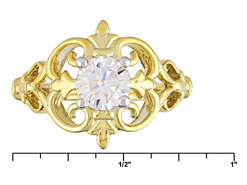 Moissanite Fire® .80ctw Dew Round 14k Yellow Gold Over Silver Ring - Size 11