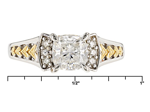 Moissanite Fire® 1.36ctw Dew Platineve™ And 14k Yellow Gold Accent Two Tone Ring - Size 11