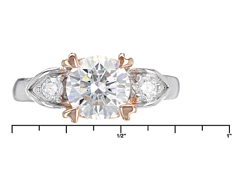Moissanite Fire® 1.32ctw Dew Platineve™ And 14k Rose Gold Accent Over Platineve Ring - Size 8