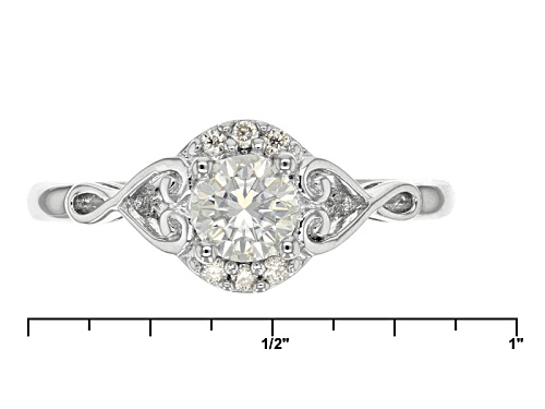 Moissanite Fire® .56ctw Diamond Equivalent Weight Round Platineve™ Ring - Size 6