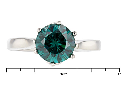 Moissanite Fire® Green 2.20ct Dew Round Platineve™ Ring - Size 10