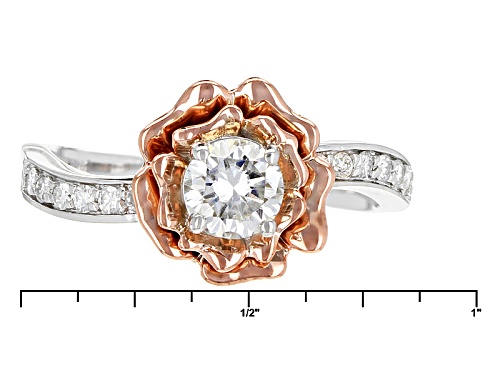 Moissanite Fire® .62ctw Dew Platineve™ And 14k Rose Gold Over Platineve Two Tone Ring - Size 8