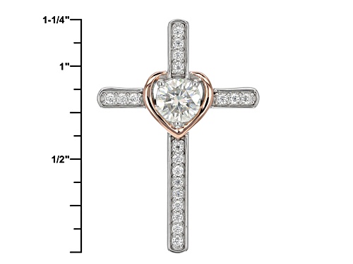 Moissanite Fire® 1.18ctw Dew Platineve™ And 14k Rose Gold Over Platineve Pendant With Chain