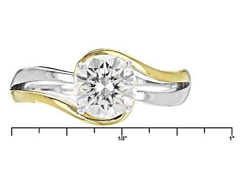 Moissanite Fire® 1.20ct Dew Round Platineve® And 14k Yellow Gold Over Platineve Two Tone Ring - Size 10