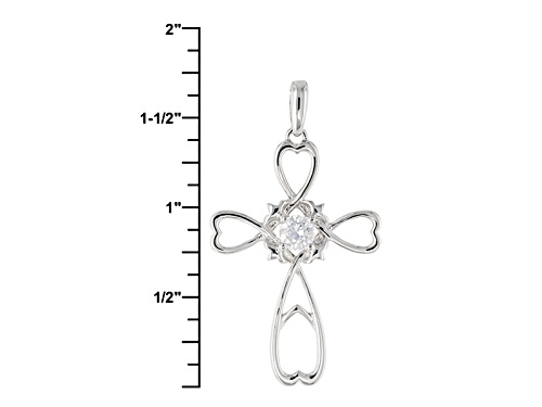 Moissanite Fire® .50ct Diamond Equivalent Weight Round Platineve® Cross Pendant And Cable Chain