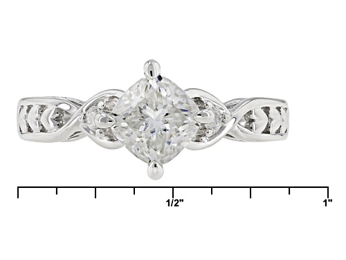 Moissanite Fire® 1.36ctw Dew Cushion Cut And Round Platineve™ Ring - Size 10