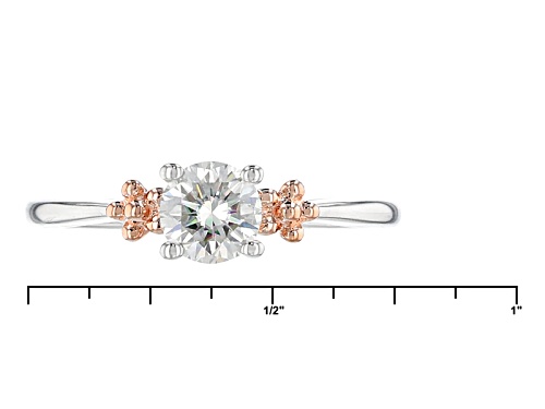 Moissanite Fire® .60ct Dew Platineve™ And 14k Rose Gold Over Sterling Two Tone Ring - Size 9