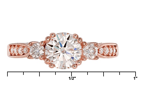 Moissanite Fire® 1.60ctw Dew Round 14k Rose Gold Over Sterling Silver Ring - Size 10