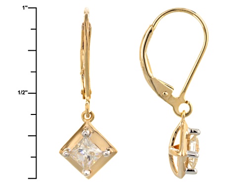 Moissanite Fire® .82ctw Dew Square Brilliant 14k Yellow Gold Over Sterling Silver Earrings