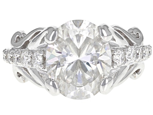 Moissanite Fire® 4.60ctw Diamond Equivalent Weight Oval And Round Platineve™ Ring - Size 8