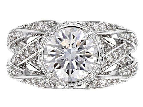 Moissanite Fire® 3.32ctw Diamond Equivalent Weight Round Platineve™ Ring - Size 6