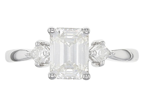 Moissanite Fire® 1.95ctw Dew Emerald Cut  And Princess Cut Platineve™ Ring - Size 10