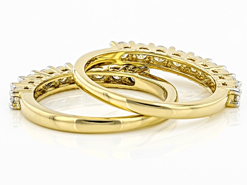 MOISSANITE FIRE® 1.08CTW DEW ROUND 14K YELLOW GOLD OVER SILVER SET OF TWO BANDS - Size 5