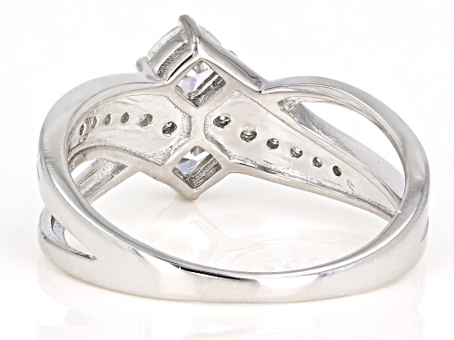 MOISSANITE FIRE® .82CTW DEW SQUARE CUSHION CUT AND ROUND PLATINEVE® RING - Size 8