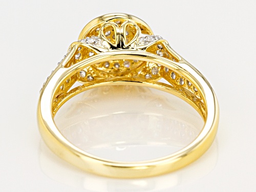 MOISSANITE FIRE® .67CTW DEW ROUND 14K YELLOW GOLD OVER SILVER RING - Size 11