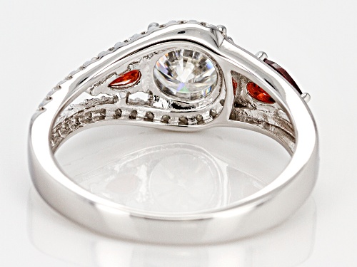 MOISSANITE FIRE® 1.30CTW DEW AND .42CTW RED GARNET PLATINEVE® RING - Size 5