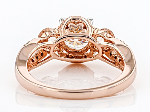 MOISSANITE FIRE(R) 1.48CTW DEW AND .58CTW MORGANITE 14K ROSE GOLD OVER SILVER RING - Size 8