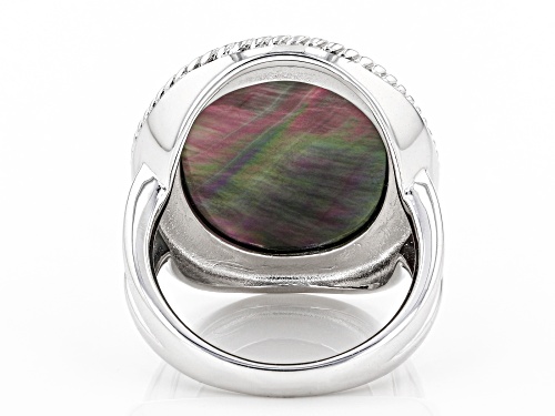 20mm Platinum Cultured South Sea Mabe Pearl Rhodium Over Sterling Silver Ring - Size 7