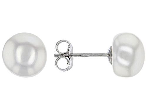 9-10mm Multi-Color Cultured Freshwater Pearl Rhodium Over Sterling Silver Stud Earrings Set of 5