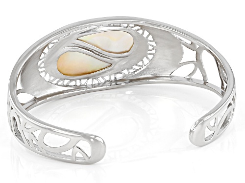 Golden South Sea Mother-Of-Pearl Rhodium Over Sterling Silver Cuff Bracelet