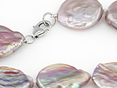 15-18mm Multi Color Cultured Freshwater Pearl Rhodium Over Sterling Silver 20 Inch Necklace - Size 20