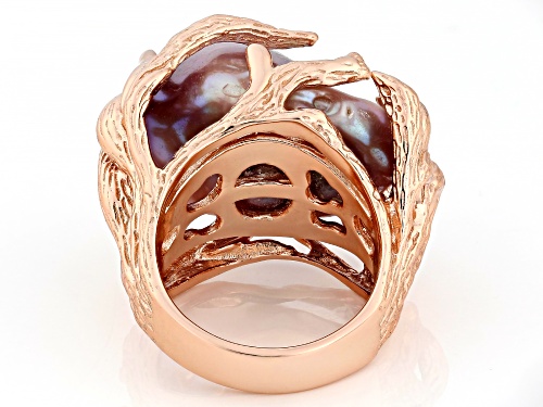 Genusis™ 15mm Lavender Cultured Freshwater Pearl 18k Rose Gold Over Sterling Silver Ring - Size 12