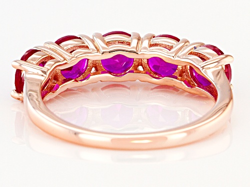 Round Lab Created Pink Sapphire 18k Rose Gold Over Silver Band Ring - Size 8
