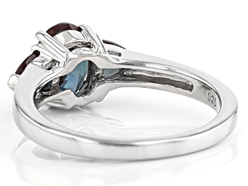 1.71ctw Oval and Trillion Lab Created Alexandrite Rhodium Over Sterling Silver 3-Stone Ring - Size 10