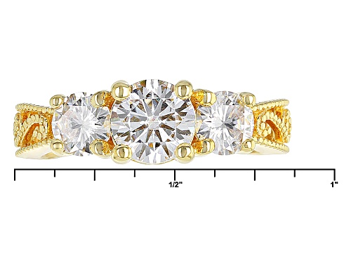 Moissanite Fire® 2.00ctw Dew Round 14k Yellow Gold Over Sterling Silver Ring - Size 11