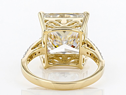 MOISSANITE FIRE(R) 8.49CTW DEW SQUARE PRINCESS CUT AND ROUND 14K YELLOW GOLD RING - Size 10