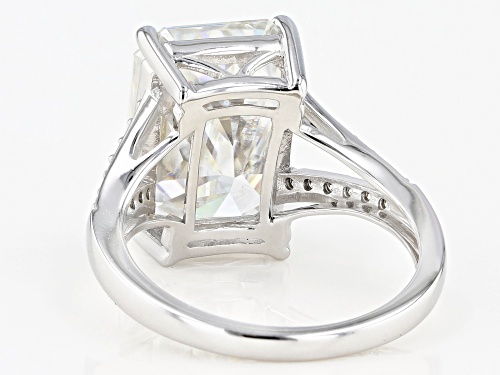MOISSANITE FIRE(R) 9.54CTW DEW OCTAGONAL RADIANT AND ROUND 14K WHITE GOLD RING - Size 10
