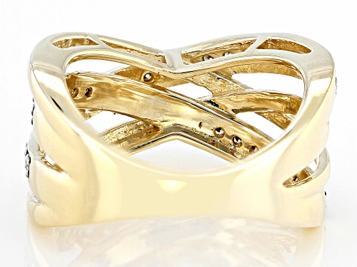 MOISSANITE FIRE® .46CTW DEW AND .21CTW CHAMPAGNE DIAMOND 10K YELLOW GOLD RING - Size 9