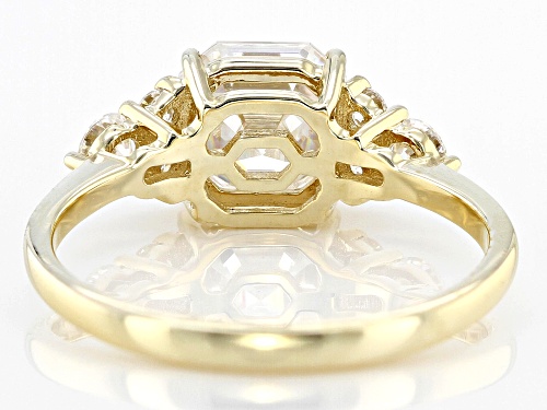 MOISSANITE FIRE® 2.17CTW DEW ASSCHER CUT & ROUND 10K YELLOW GOLD RING - Size 7