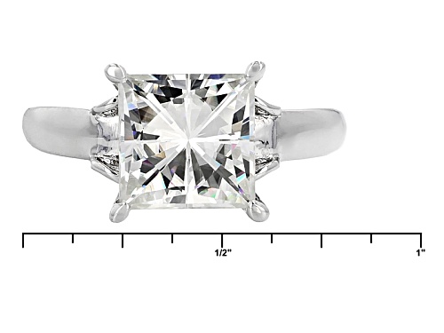 Moissanite Fire® 3.90ct Dew Princess Cut Platineve™ Solitaire Ring - Size 11