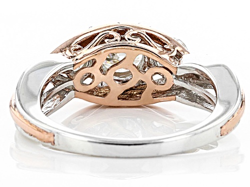 MOISSANITE FIRE(R) 1.12CTW DEW ROUND PLATINEVE(R) AND 14K ROSE GOLD OVER PLATINEVE RING - Size 10