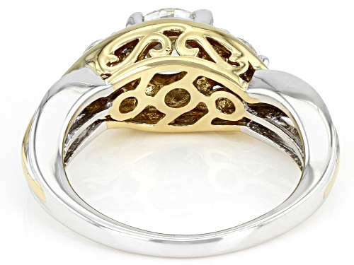 MOISSANITE FIRE(R) 1.12CTW DEW ROUND PLATINEVE(R) AND 14K YELLOW GOLD OVER PLATINEVE RING - Size 6