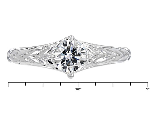 Moissanite Fire® .80ct Dew Cushion Cut Platineve™ Ring - Size 11