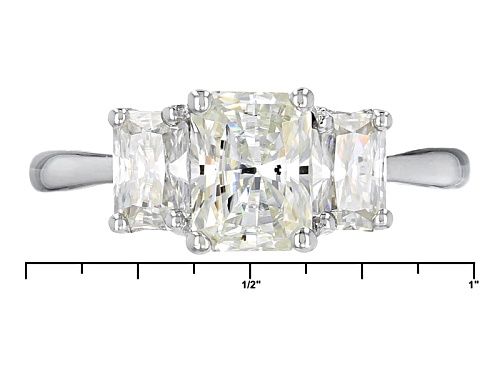 Moissanite Fire® 3.20ctw Diamond Equivalent Weight Rectangular Radiant Cut Platineve™ Ring - Size 7