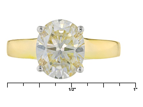 Moissanite Fire® 4.20ct Dew Oval 14k Yellow Gold Over Sterling Silver Ring - Size 8
