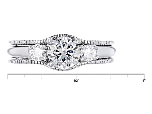 Moissanite Fire® 1.06ctw Diamond Equivalent Weight Round Platineve™ Ring And Guard - Size 11