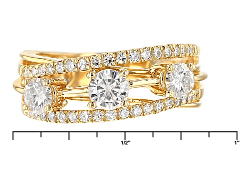 Moissanite Fire® 1.17ctw Dew Round 14k Yellow Gold Over Silver Ring - Size 6