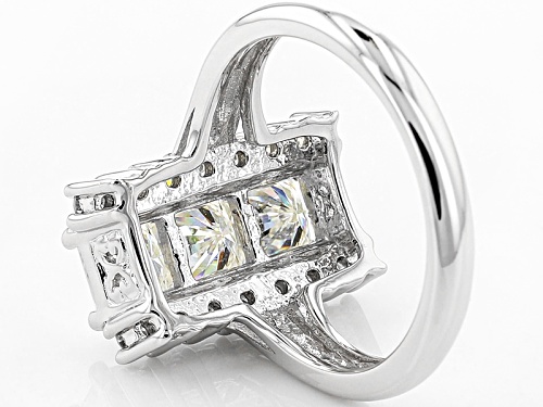 Moissanite Fire® 2.22ctw Dew  Square Brilliant And Round Platineve™ Ring - Size 11